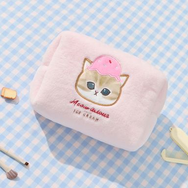 Cosmetiquera de Peluche Serie Mofusand Ice Cream Rosa Claro