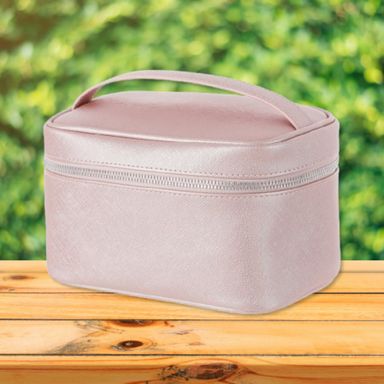 Cosmetiquera Rectangular Nacarada Rosa