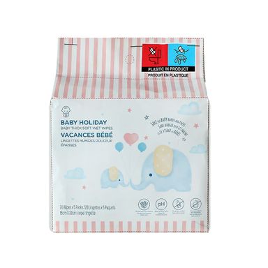 Toallas Húmedas para Bebe Serie Baby Holiday 5 Paquetes con 20 Piezas
