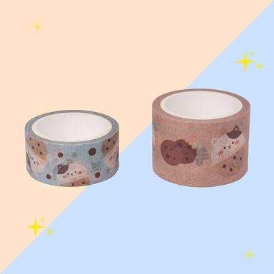 Cinta Adhesiva Milk Tea Serie Gatito 2 Piezas
