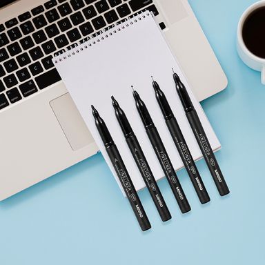 Set de Esferos Redondos de Gel Negro 5 Piezas