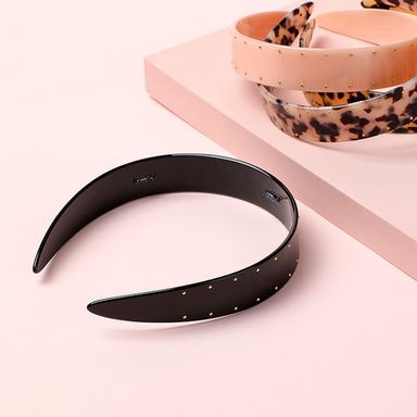 Diadema Tejida con Estampando de Leopardo Rosado