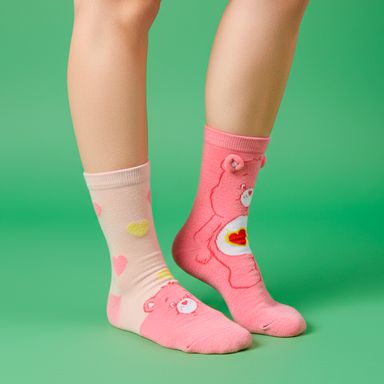 Medias Afelpadas con Orejitas 3D Love A Lot Bear Serie Care Bears Rosa