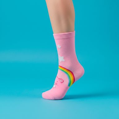 Medias Afelpadas con Orejitas 3D Cheer Bear Serie Care Bears Rosa