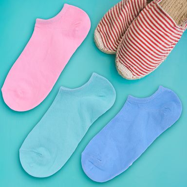 Medias para Mujer Color Azul Rosa Verde 3 Pares