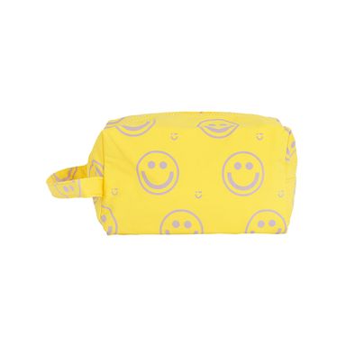Cosmetiquera Rectangular con Estampado de Carita Feliz Serie Miniso Amarillo