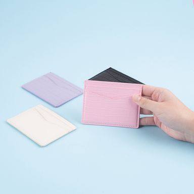 Tarjetero Tipo Piel Cocodrilo Glossy Serie Miniso Rosa