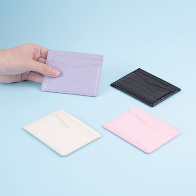 Tarjetero Tipo Piel Cocodrilo Glossy Serie Miniso Lila