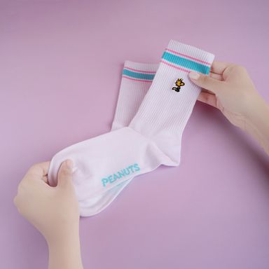 Medias Largas Woodstock Serie Snoopy Colorful Vintage 1 Par Blanco