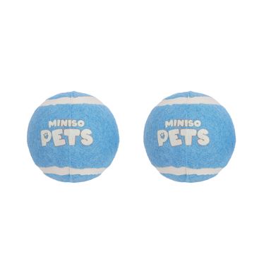 Pelota Elastica para Mascota con Sonidos Serie Miniso 2 Unidades Azul