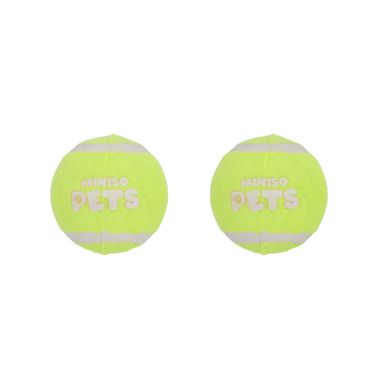 Pelota Elastica para Mascota con Sonidos Serie Miniso 2 Unidades Amarillo Fluoresente