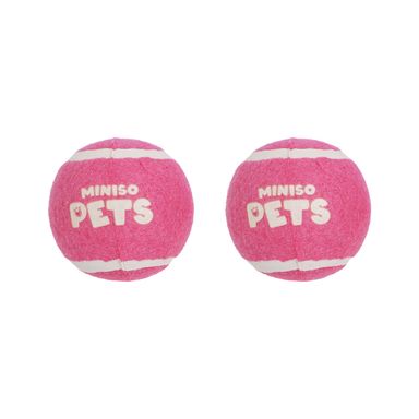 Pelota Elastica para Mascota con Sonidos Serie Miniso 2 Unidades Rosa Fluoresente