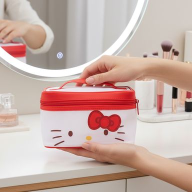 Coametiquera Hello Kitty Serie Sanrio Blanco y Rojo