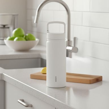 Botella de Acero Inoxidable con Asa 700Ml Serie Dopamine Blanca