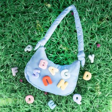 Set de Charm Decorativo Letras Serie O y F Minidots Rosa y Gris