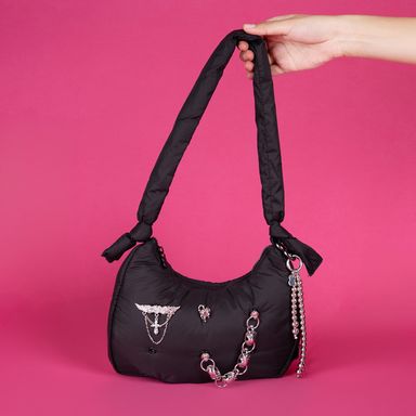 Bolso de Hombro Acolchada Serie Minidots Negro