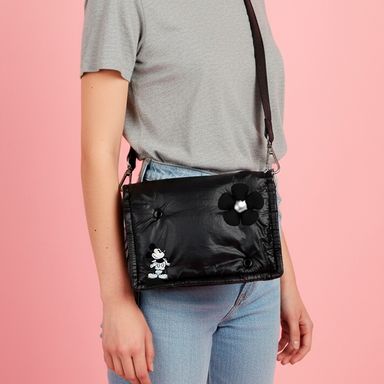Cartera con Correa y Agujeros Serie Minidots Negro