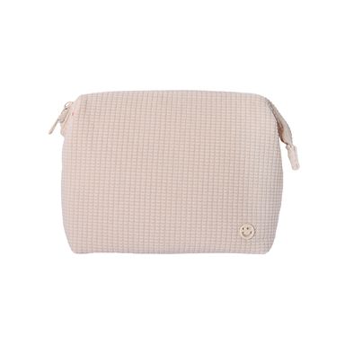 Cosmetiquera con Textura a Cuadros Pequeños Serie Miniso Beige