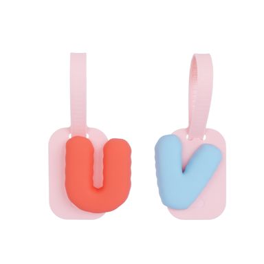Set de Charm Decorativo Letras U y V Serie Minidots Rojo y Azul