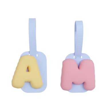 Set de Charm Decorativo Letras A y M Serie Minidots Amarillo y Rosa