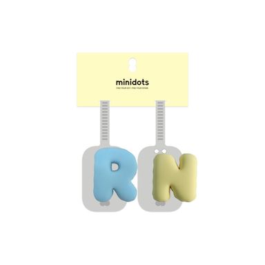 Set de Charm Decorativo Letras R y N Serie Minidots Azul y Amarillo