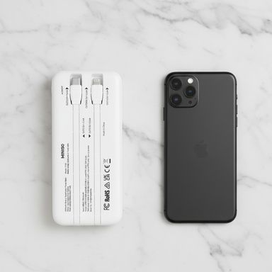 Bateria de Respaldo con Dual Cable Serie Miniso Blanco