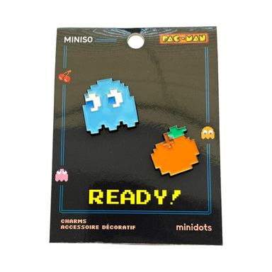Duo de Charms Fantasma Inky y Fruta Serie Pac Man