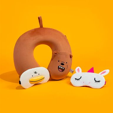 Almohada de viaje con memoria Grizzly We Bare Bears, Mediana, Café