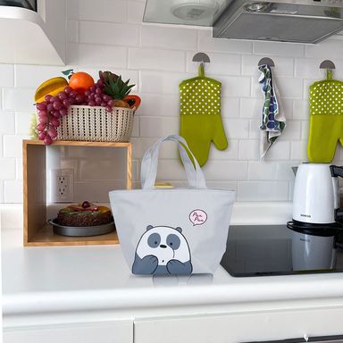 Lonchera Mediana Panda Serie Osos escandaloso Gris