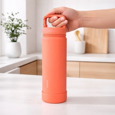 Botella de Acero Inoxidable con Asa 700Ml Serie Dopamine Naranja
