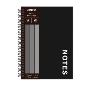 Libreta Argollada B5 de Tapa Dura Negro Serie Miniso
