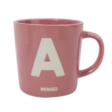 Taza Grande con Letra A Serie Miniso Rosa