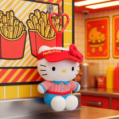 Llavero Hello Kitty Retro Dinner 4In Camarera Serie Sanrio