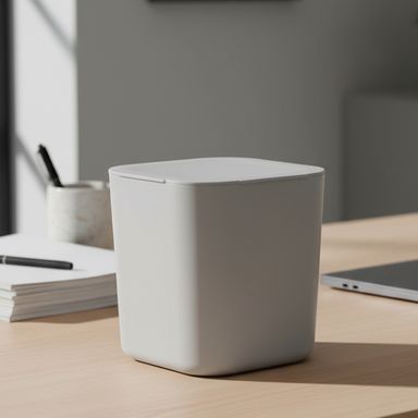 Bote de Basura para Escritorio con Tapa Abatible Serie Miniso Gris