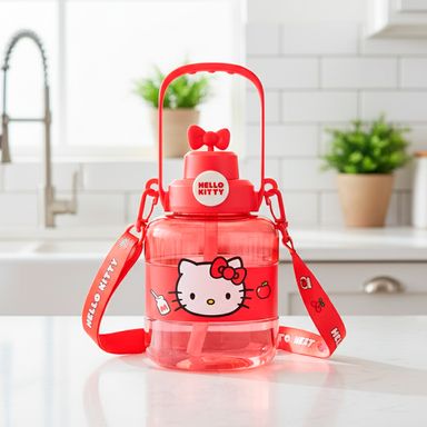 Botella Pequeña con Asa y Pitillo 1100 Ml Hello Kitty Serie Sanrio