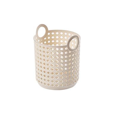 Cesta de Almacenamiento Pequeño con Asas Tejidas de Bambu Serie Minsio Beige