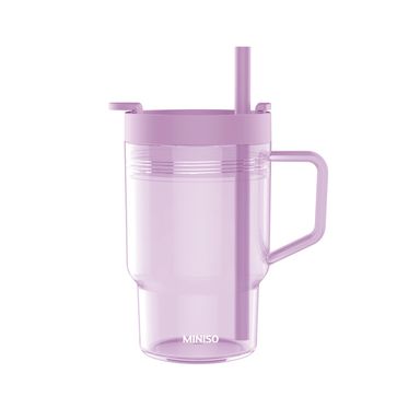 Vaso con Pitillo y Asa 450 Ml Serie Miniso Morado