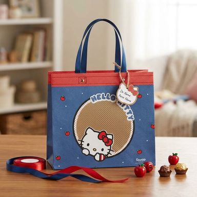 Bolsa de Regalo Grande con Ventana Redonda Hello Kitty Serie Sanrio Azul