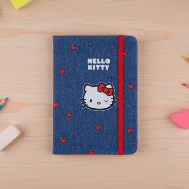 Libreta de Tapa Dura B6 con Banda Hello Kitty Denim Serie Sanrio Azul