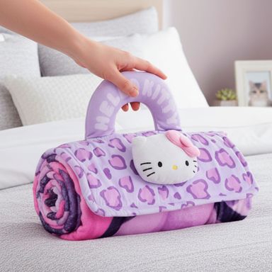 Manta Grande con Estampado y Asa Hello Kitty Leopard Print Serie Sanrio Lila