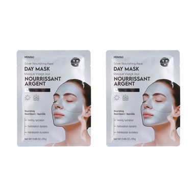 Mascarilla Facial Nutritiva de Dia con Plata Serie Miniso 2 Piezas