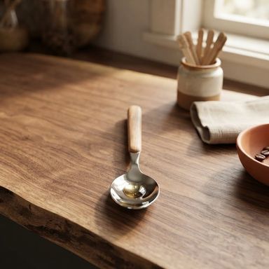 Cuchara de Postre con Diseño de Madera Serie Miniso