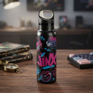 Termo de Doble Pared con Tapa Abatible 600 Ml Gradditi Serie League Of Legends Negro