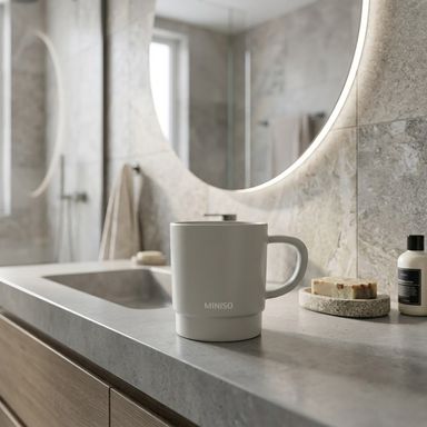 Vaso para Baño de Enjuague Serie White & Gray Gris
