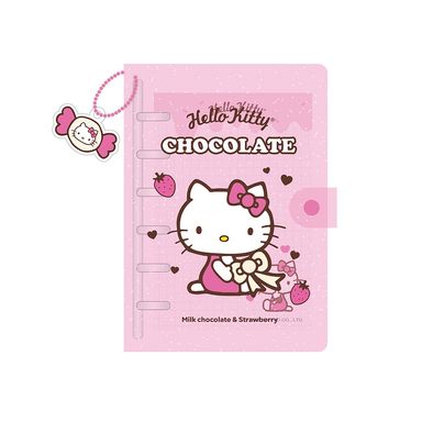 Libreta con Broche 64 Hojas Sueltas Serie Hello Kitty Chocolate  Rosa