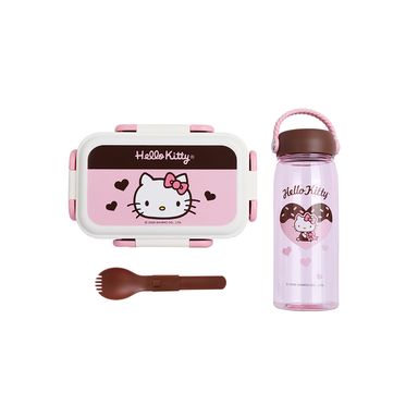 Set Contenedor de Alimentos y Botella de Agua Serie Hello Kitty Chocolate