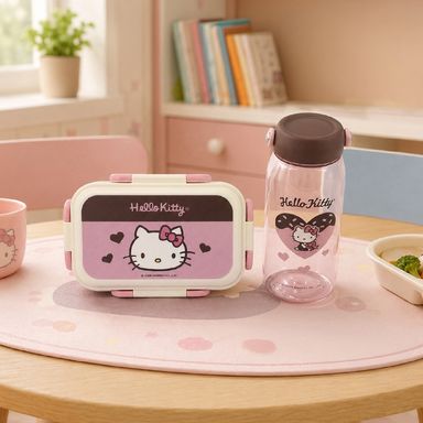 Set Contenedor de Alimentos y Botella de Agua Serie Hello Kitty Chocolate