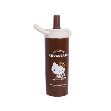 Vaso de Acero 500Ml con Doble Pared y Pitillo Serie Hello Kitty Chocolate Cafe